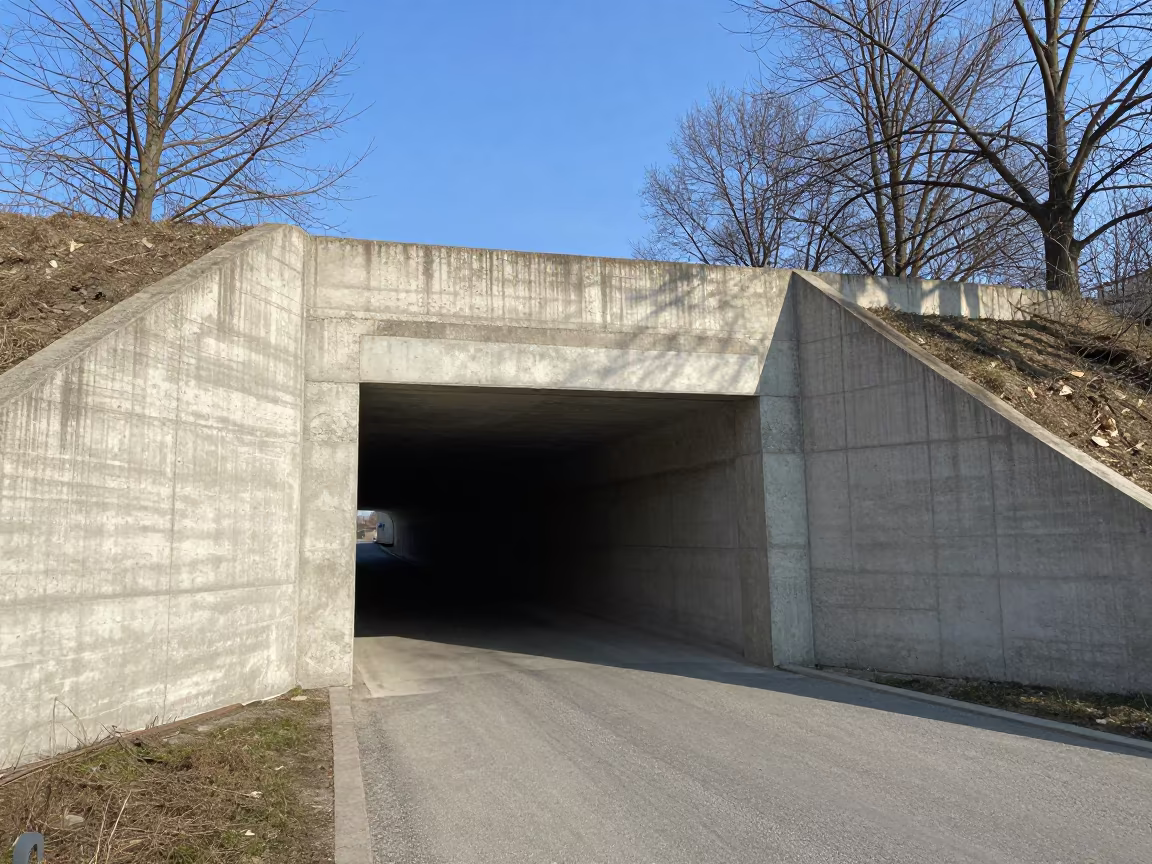 Concrete Patch on Warsaw Storm Tunnel Wall in beside a storm surge barrier in Warsaw