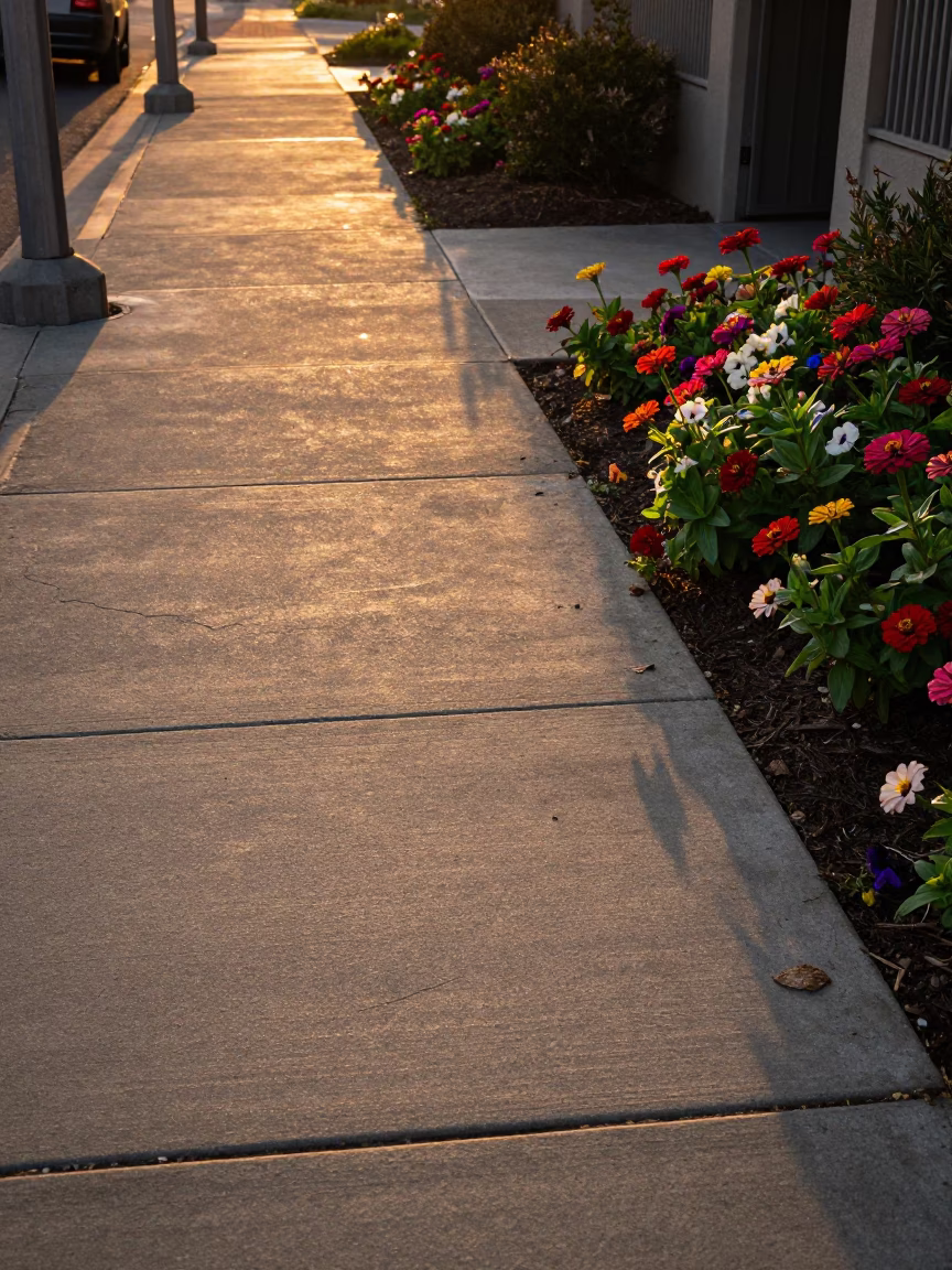 Concrete Sidewalk at Golden Hour in San Diego in in San Diego, California, United States