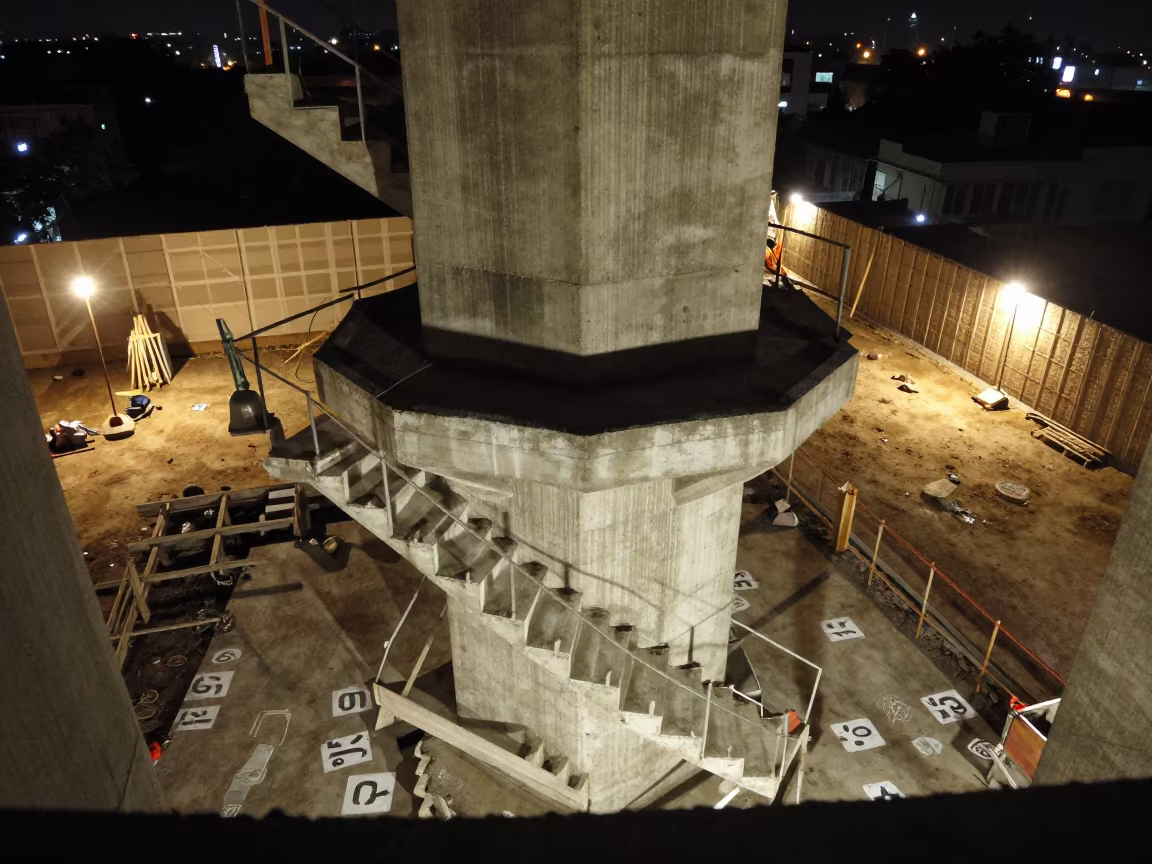 Concrete Stair Tower Under Construction Jalgaon in at a drywall staging area in Jalgaon