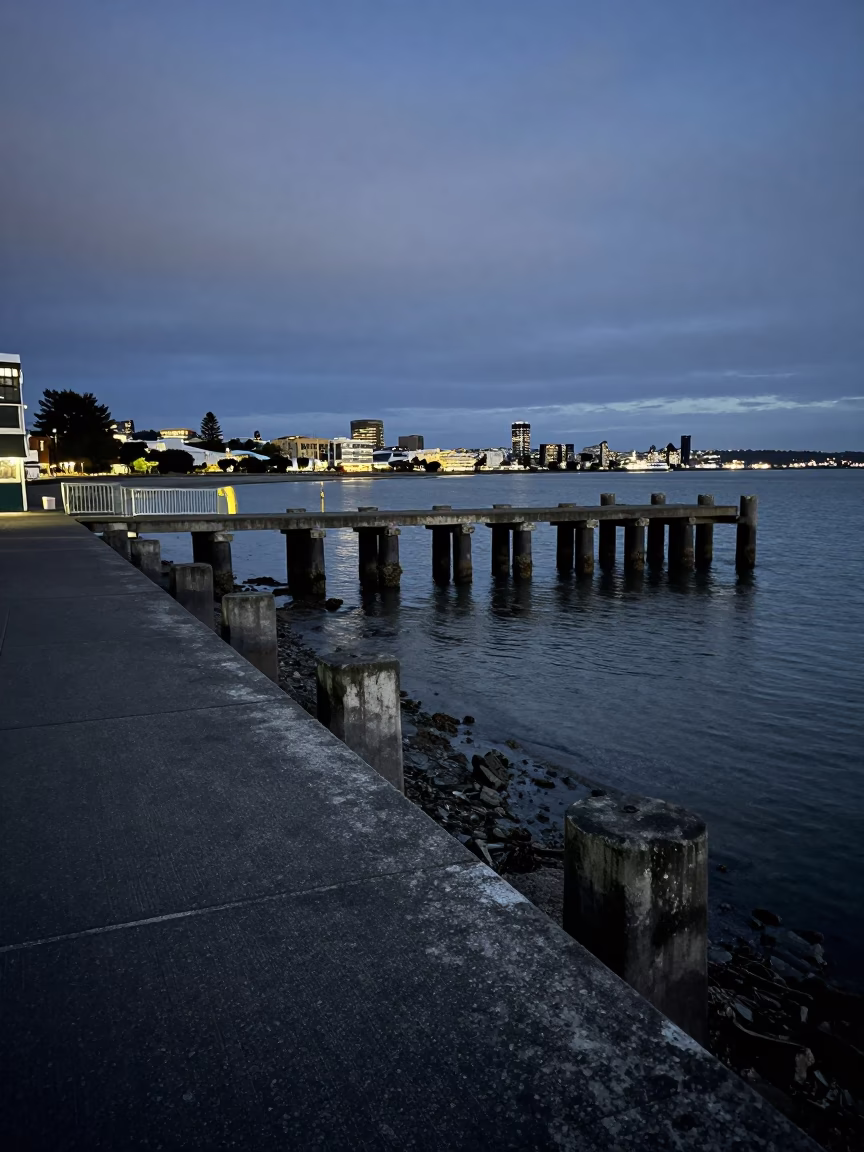 Concrete Surfaces in Christchurch at The Predawn Darkness Light in in Christchurch, New Zealand