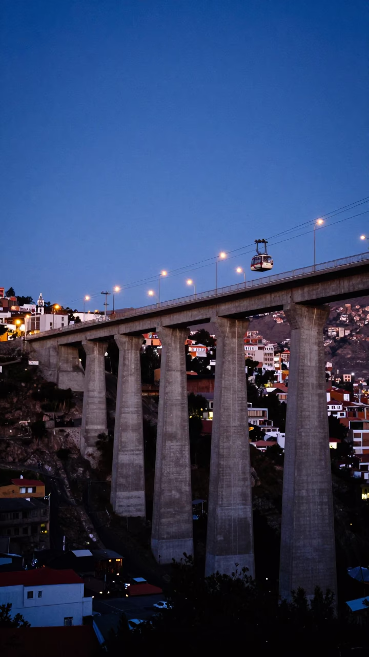 Concrete Viaduct in La Paz at Blue Hour in in La Paz, Bolivia