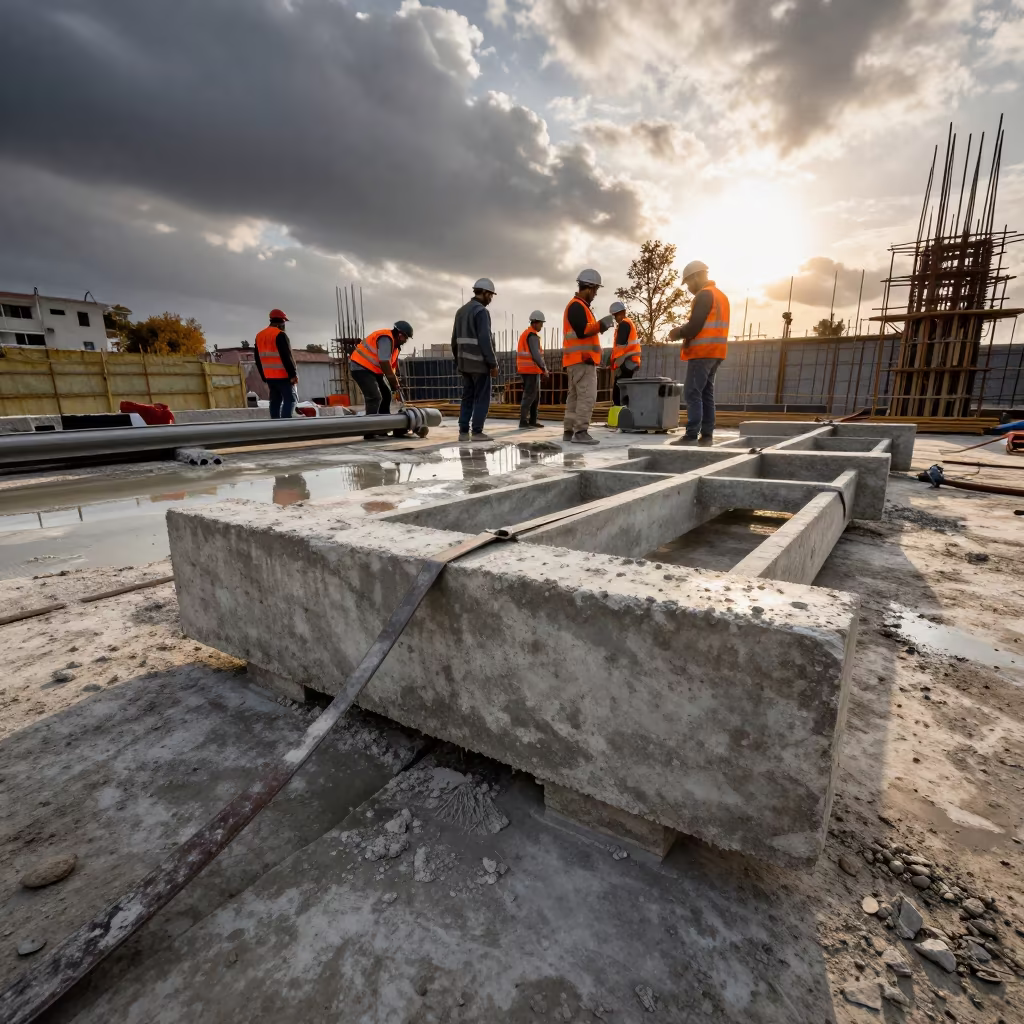 Concrete Vibrator Rack on Syrian Construction Deck in on an active construction deck in Syria