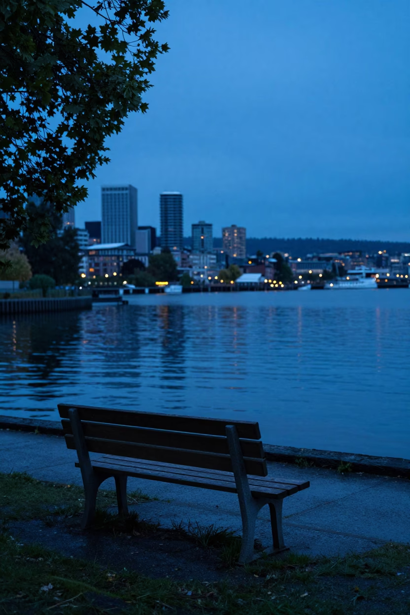 Condensation at The Last Blue Light Of Evening in Seattle in in Seattle, Washington, United States