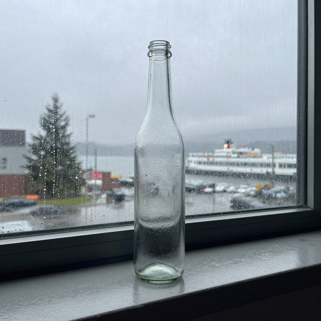Condensation-covered Glass Bottle in Vancouver in in Vancouver, Canada