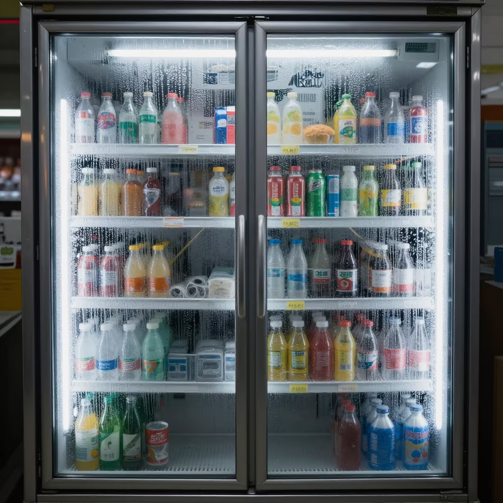 Condensation on Fridge Door Midnight Kazan in inside a stockroom behind the sales floor in Kazan