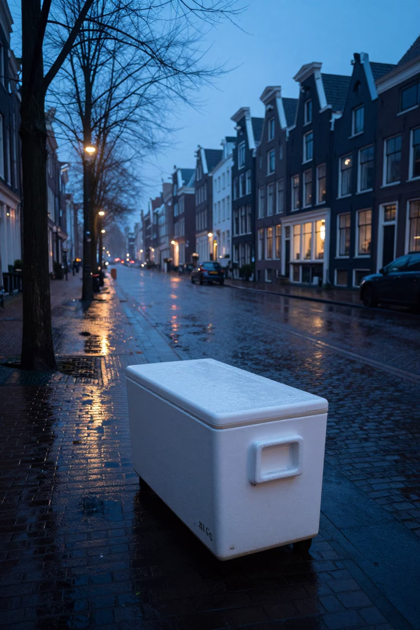 Condensation in Amsterdam at The Still Hours Before Dawn Light in in Amsterdam, Netherlands