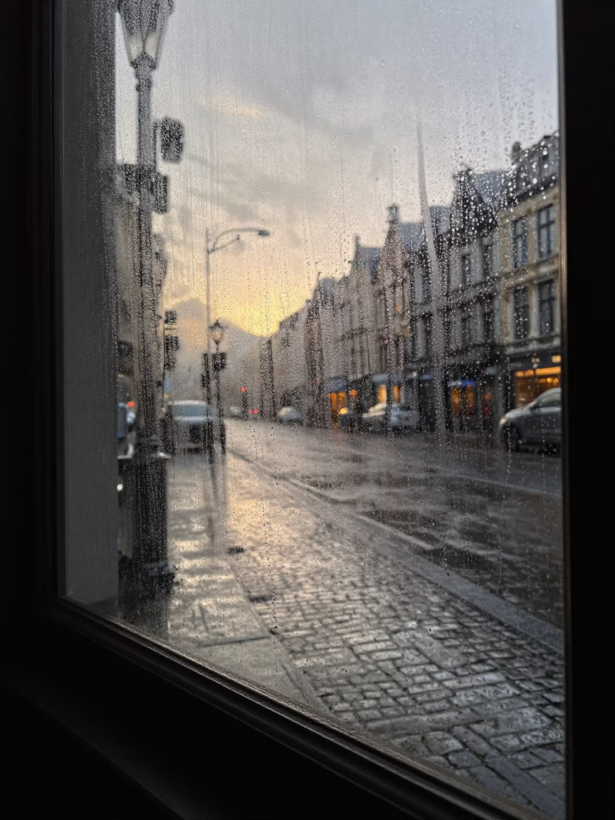 Condensation in Brussels at Nautical Dawn Light in in Brussels, Belgium