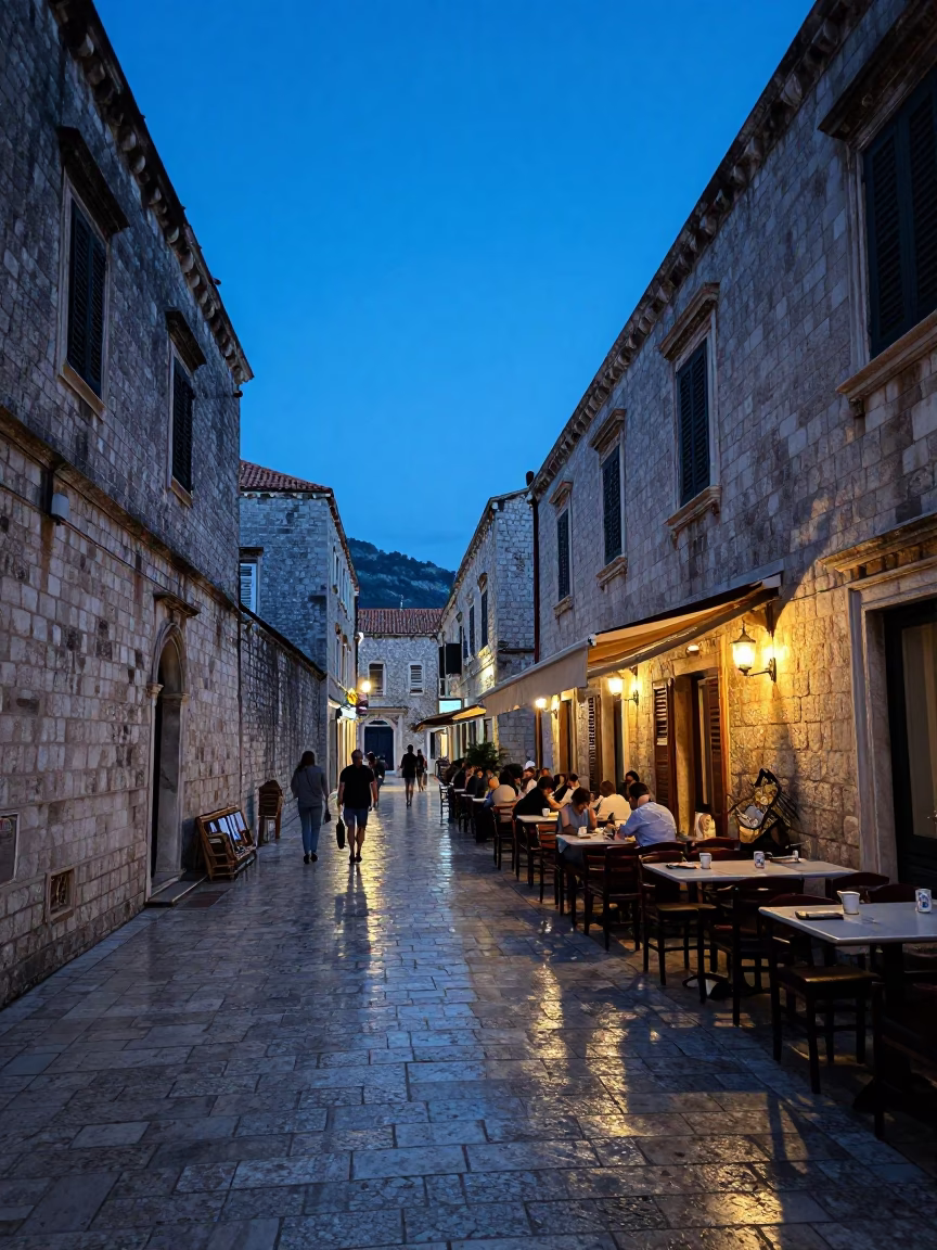Condensation in Dubrovnik at Blue Hour in in Dubrovnik, Croatia