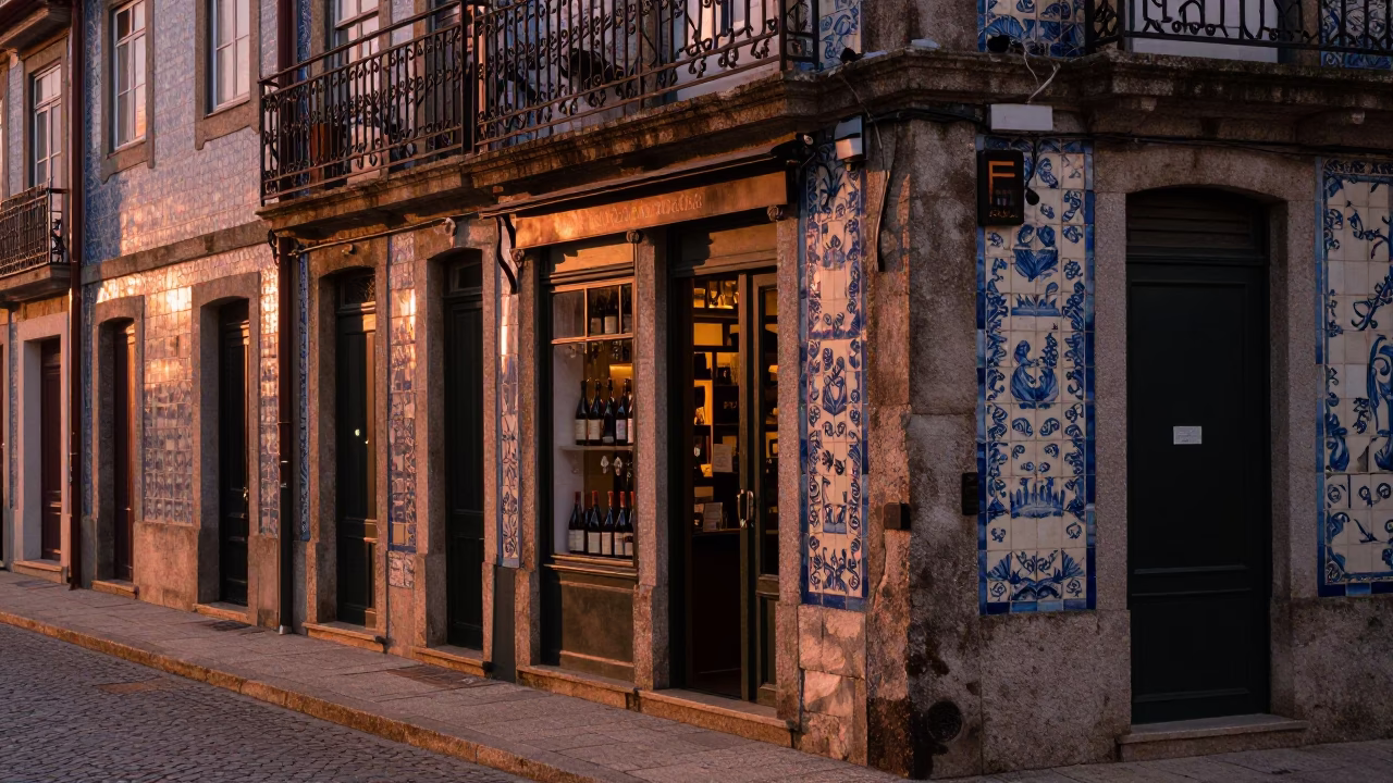 Condensation in Porto at Copper-toned Light Before Dusk in in Porto, Portugal