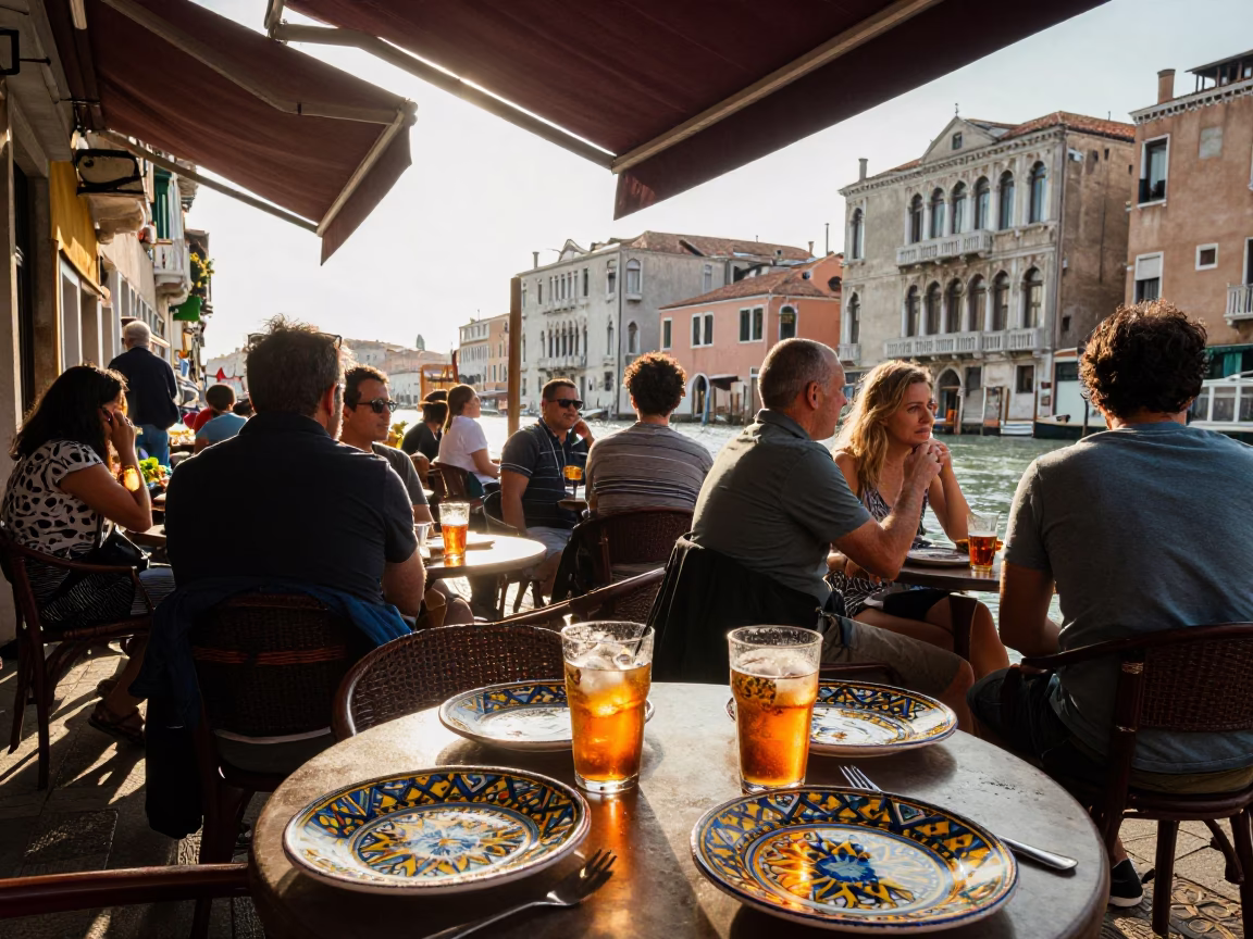 Condensation in Venice at The Early Afternoon Light in in Venice, Italy