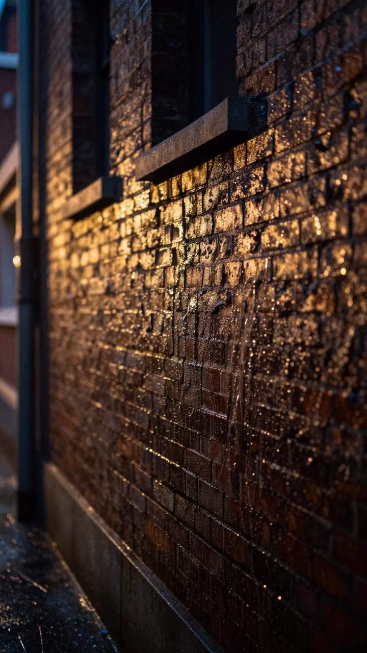 Condensation on Wall in Brussels Belgium Predawn Darkness Street Scene in in Brussels, Belgium