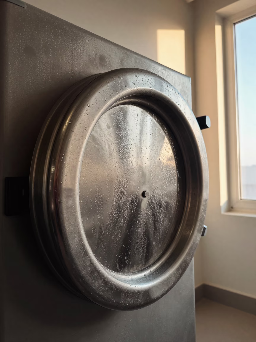 Condensed Steam on Laboratory Autoclave Door in inside a clean room in Al Ain