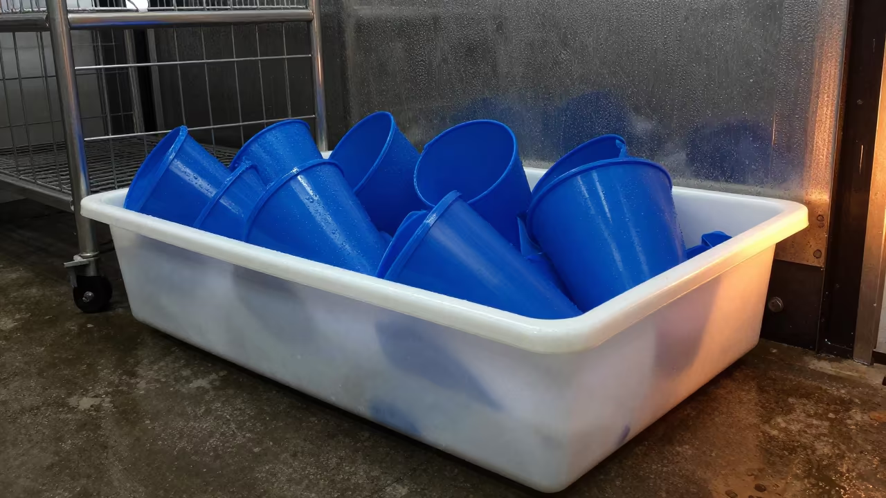 Cones Drawer at Dog Wash Station in at a self-serve dog wash station in Franceville
