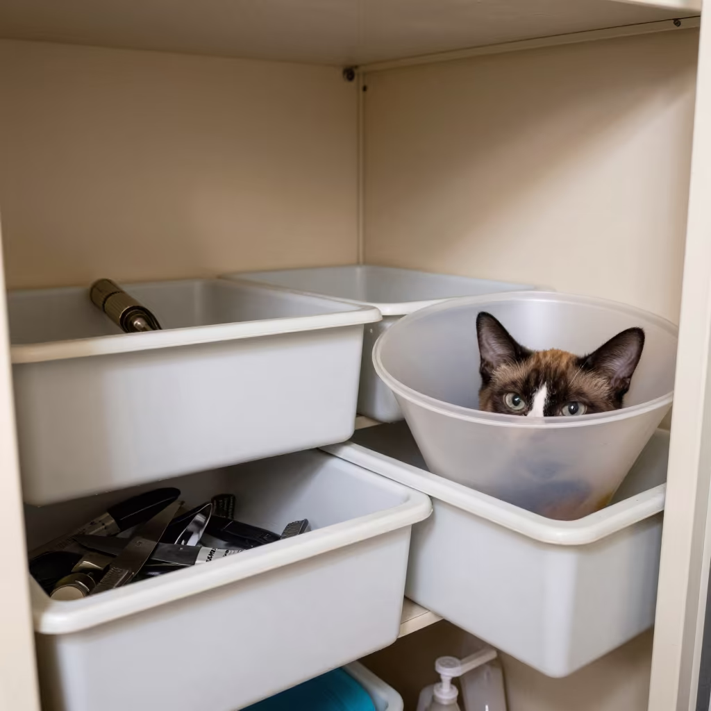 Cones and Gear in La Guaira Grooming Bay in inside a grooming bay in La Guaira