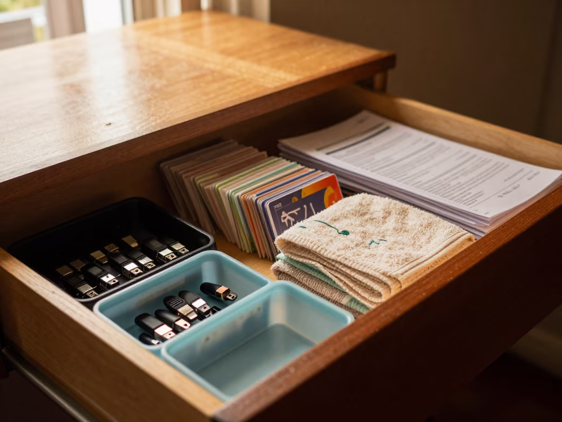 Conference AV Drawer Before Service in inside a breakfast room before opening in Idanre