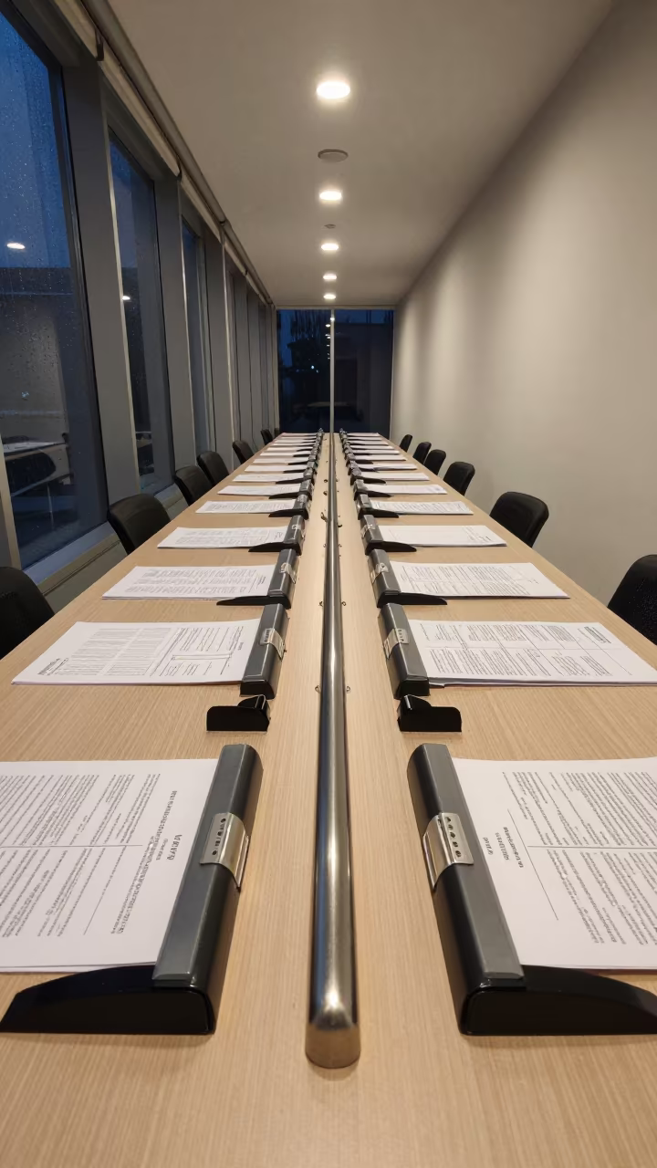 Conference Cable Label Box in Jeddah Office Night in inside a conference room in Jeddah