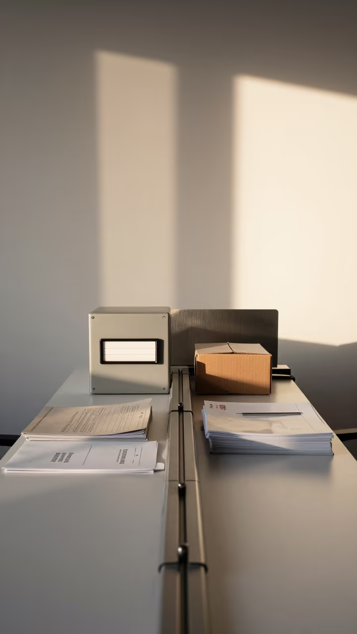 Conference Cable Labels at Athens Office Reception in at an office reception desk near Athens