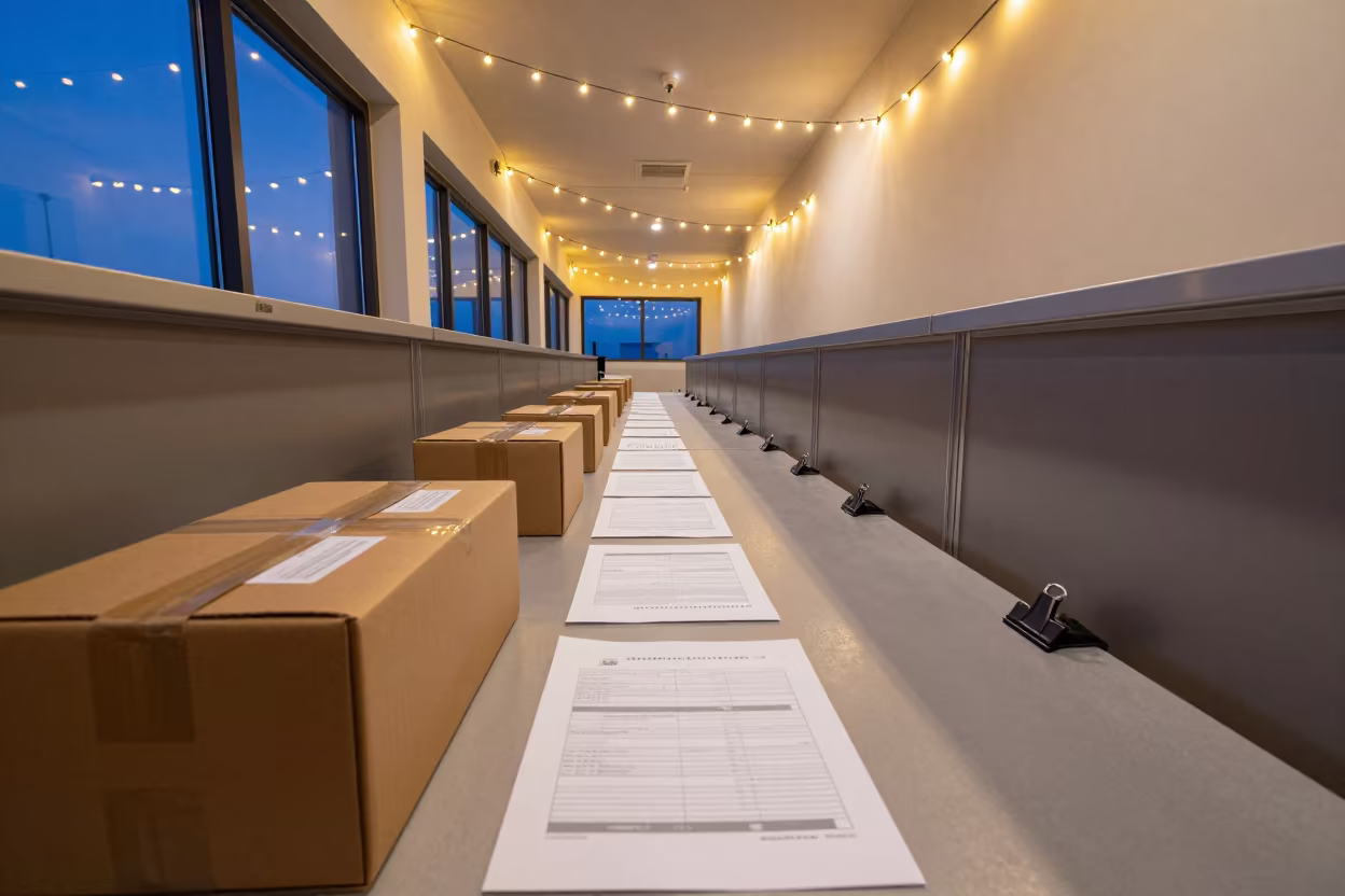 Conference Label Box in Winter Twilight Office in inside a conference room in Faiyum