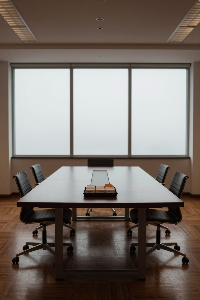 Conference Tray in Autumn Atrium Light in inside a conference room in Xixón