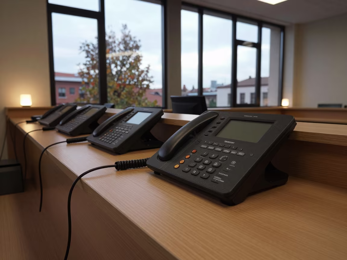Conference Tray Reflections at Gjirokastër Office in at an office reception desk in Gjirokaster