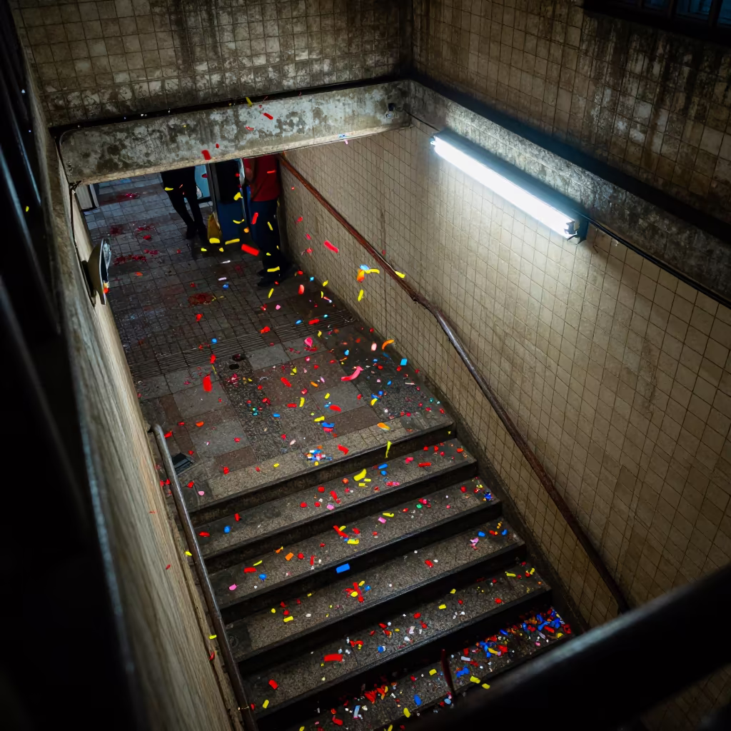 Confetti Blur Stairwell Midnight São Paulo in inside a tiled stair hall in São Paulo