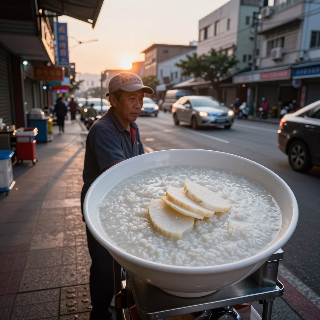 Congee in Kaohsiung at As The Sun Drops Toward The Horizon in in Kaohsiung, Taiwan
