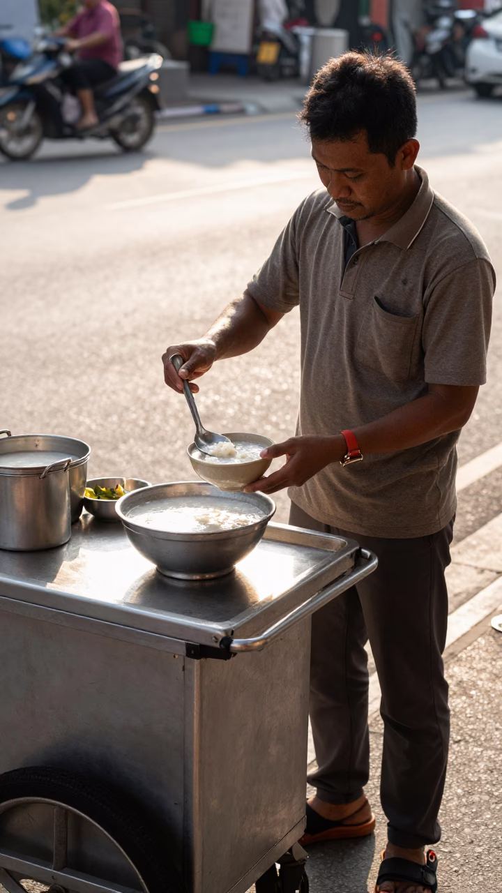 Congee in Kuala Lumpur at The Early Afternoon Light in in Kuala Lumpur, Malaysia