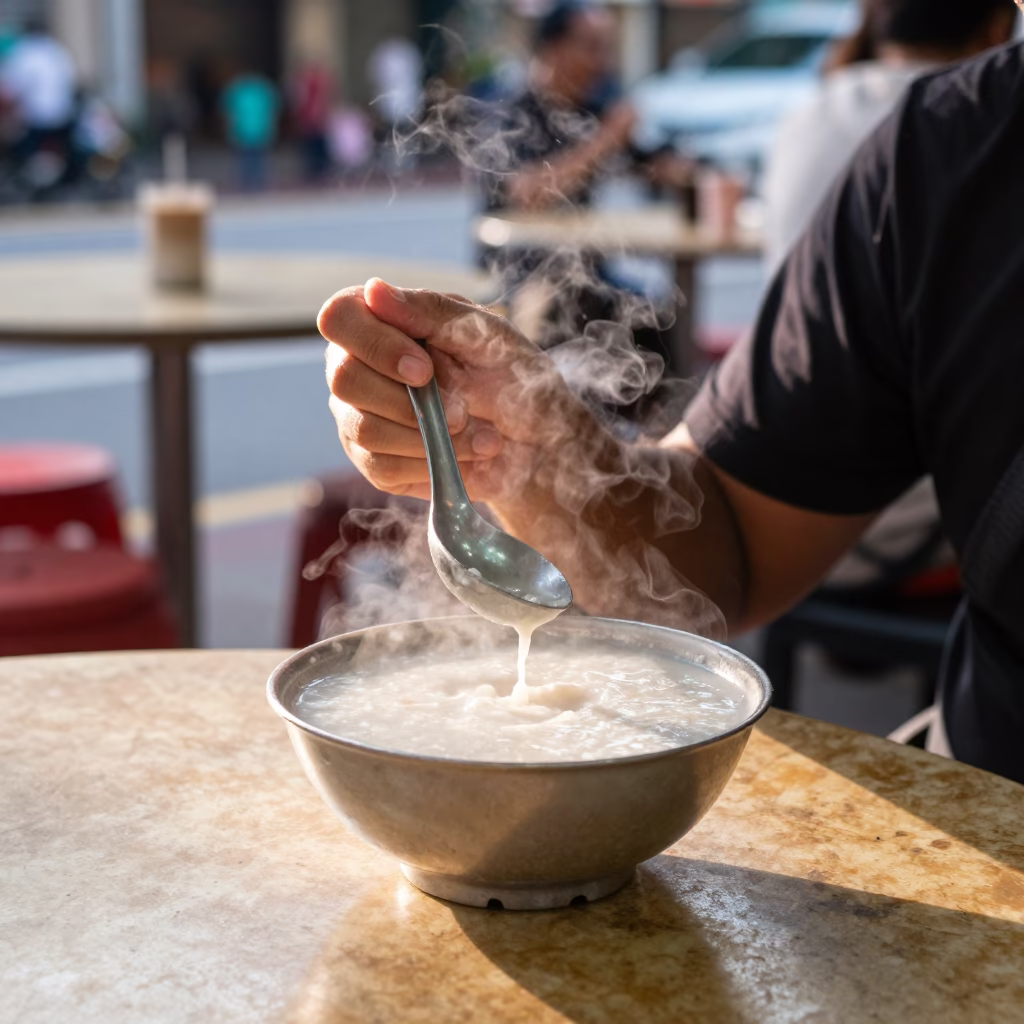 Congee in Singapore at Clear Late-afternoon Light in in Singapore, Singapore