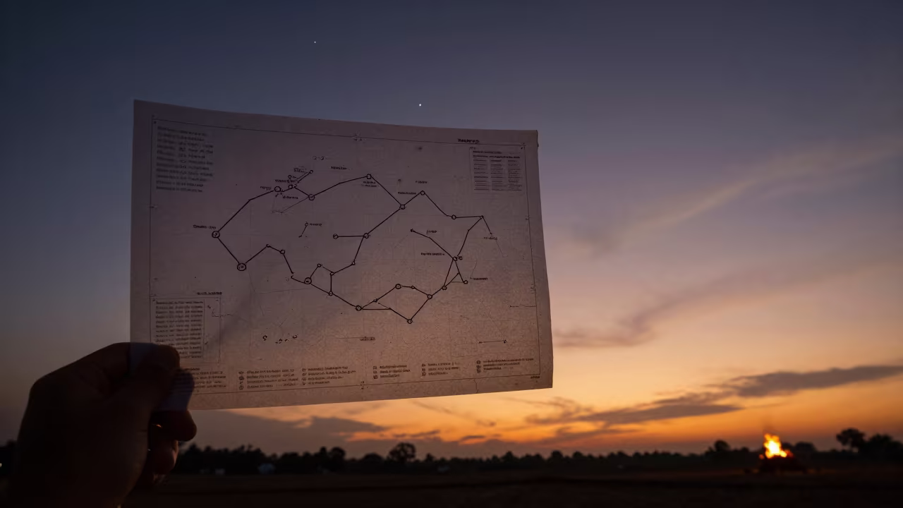 Constellation Chart Against Night Sky in beneath thin cloud gaps and stars near Pakpattan