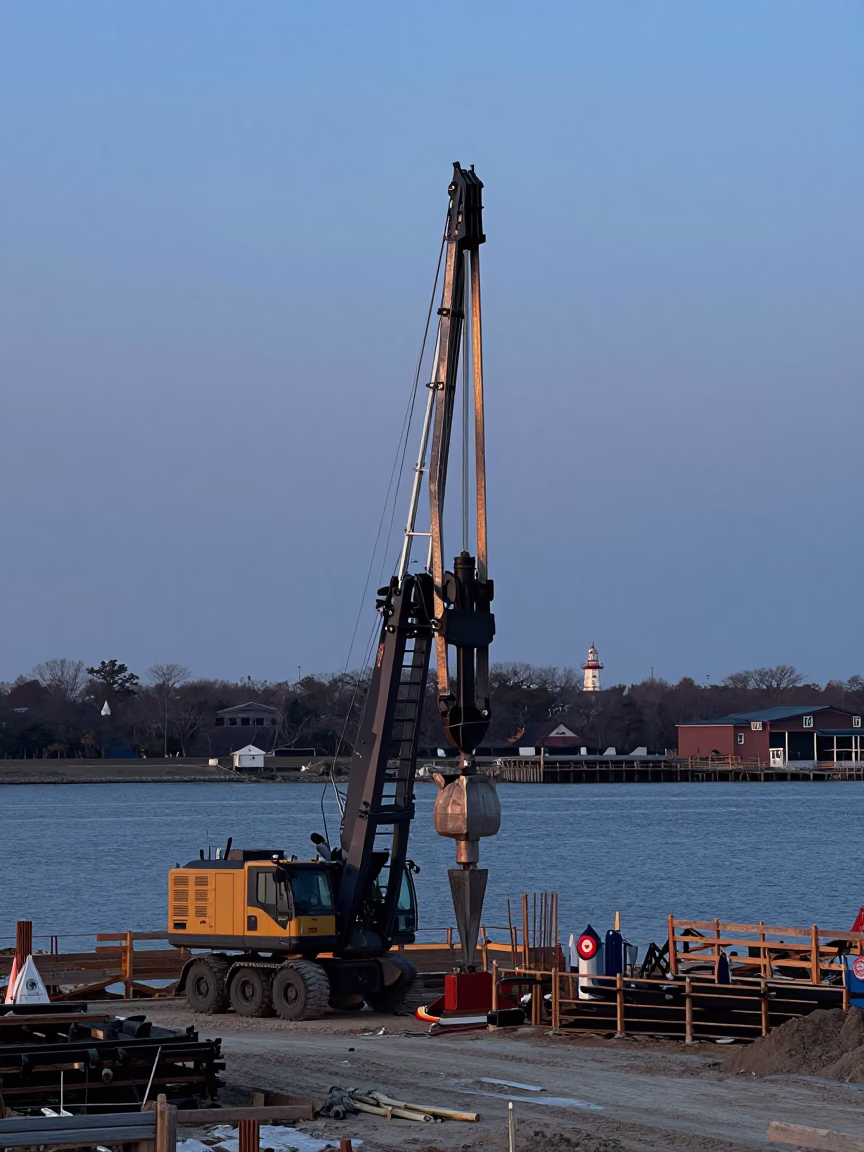 Construction Activity in Philadelphia at Nautical Dawn Light in in Philadelphia, Pennsylvania, United States