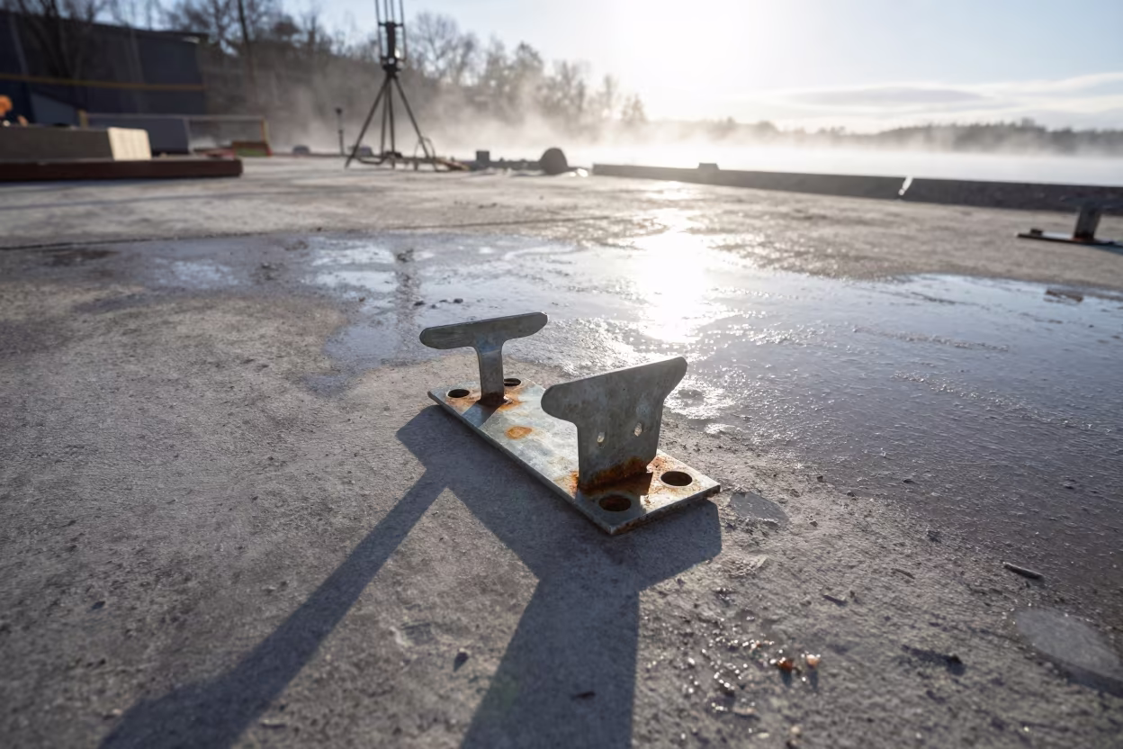 Construction Anchor Kit Late Afternoon Helsinki in on an active construction deck in Helsinki