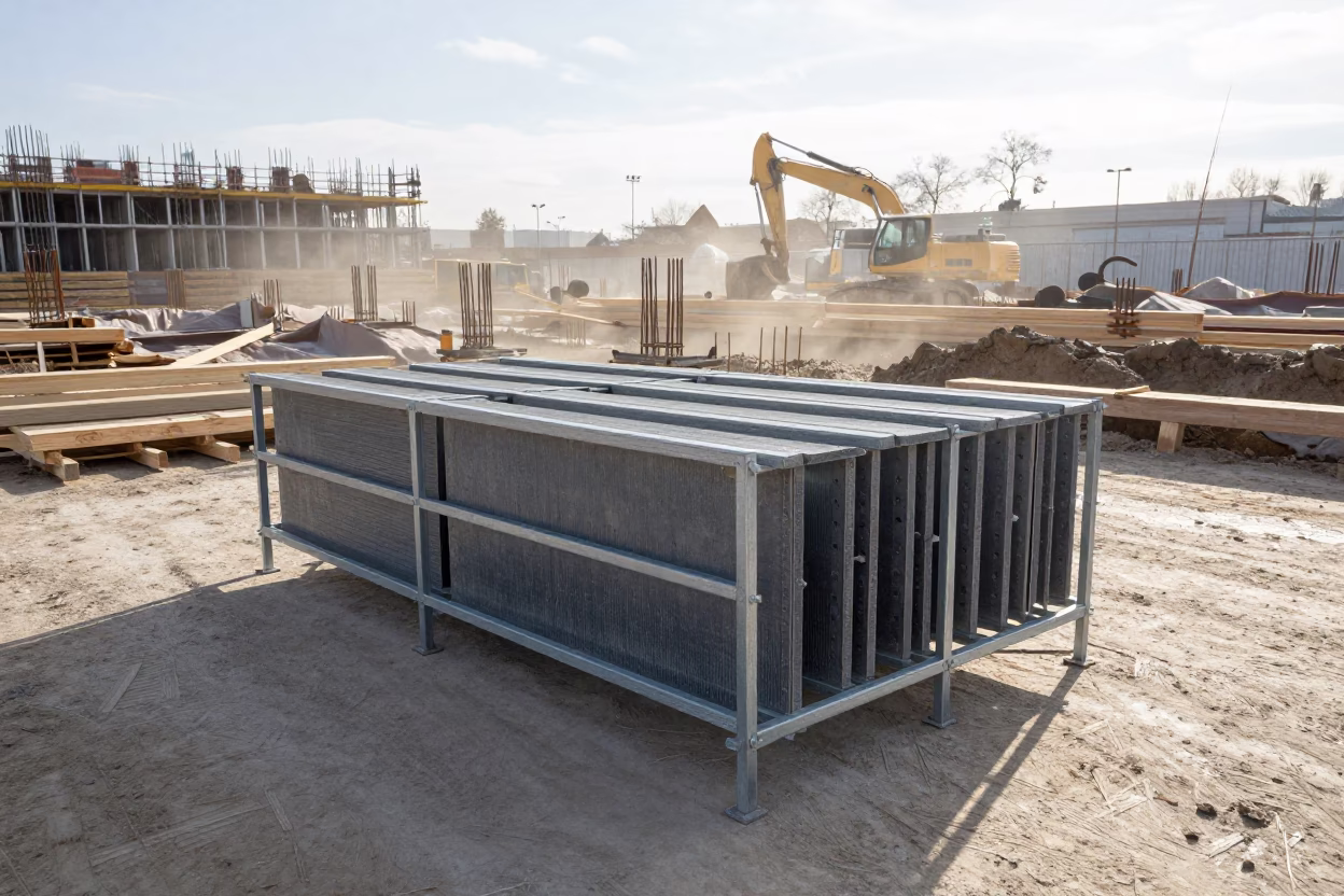 Construction Chain Rack on Moscow Road Plate in on an active construction deck near Moscow