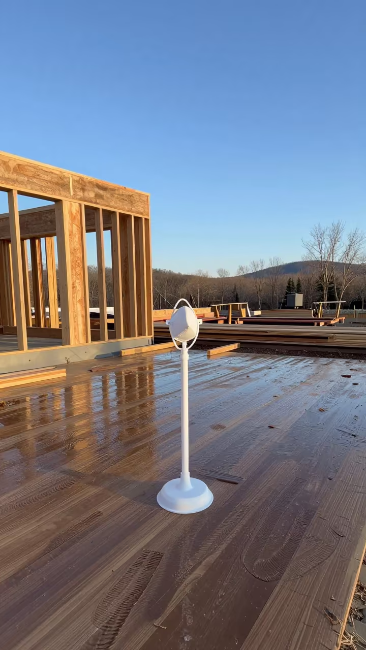 Construction Dust Mask Dispenser Stand Kentucky in beside a framed building shell in Kentucky