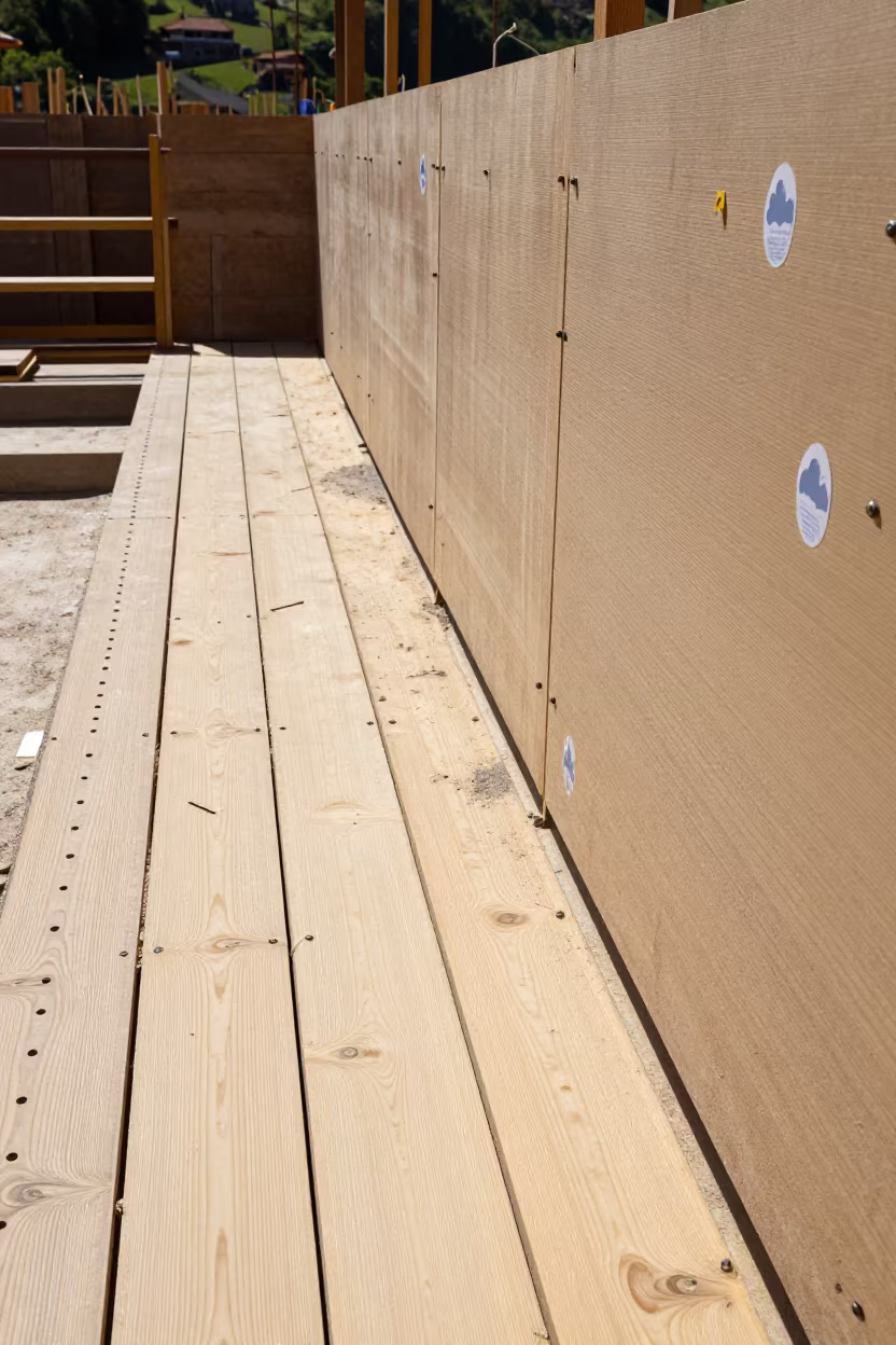 Construction Permit Board with Revision Clouds in on an active construction deck in Asturias