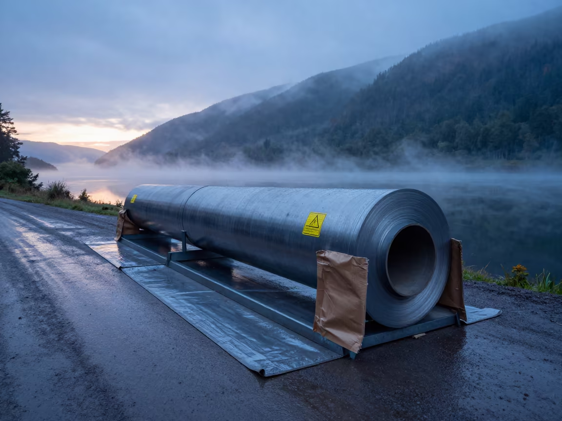 Construction Roll Stand on Muddy Road in at a muddy site access road in British Columbia