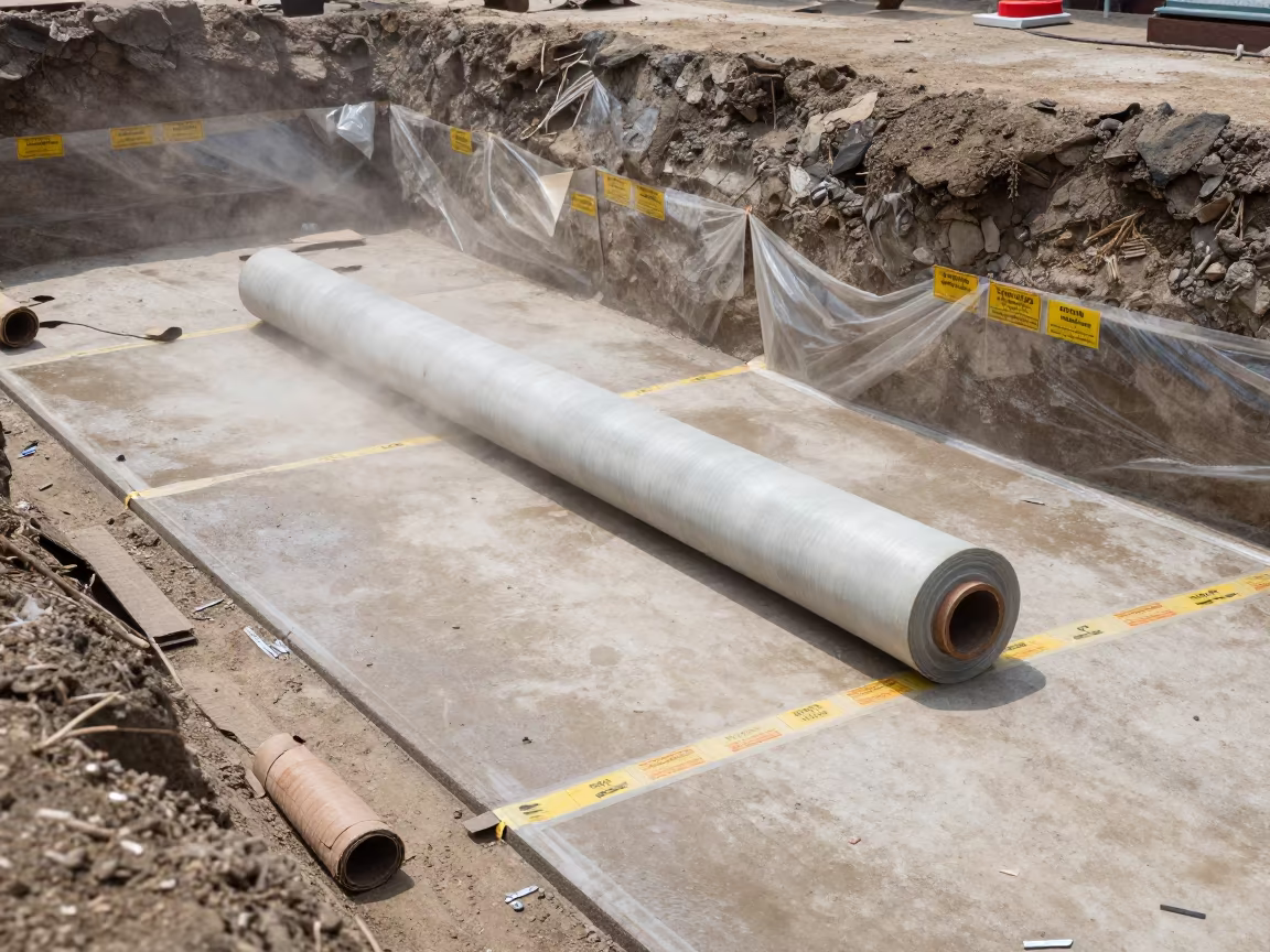 Construction Roll Stand Taped Edge Nepal in inside a taped-off excavation edge in Nepal