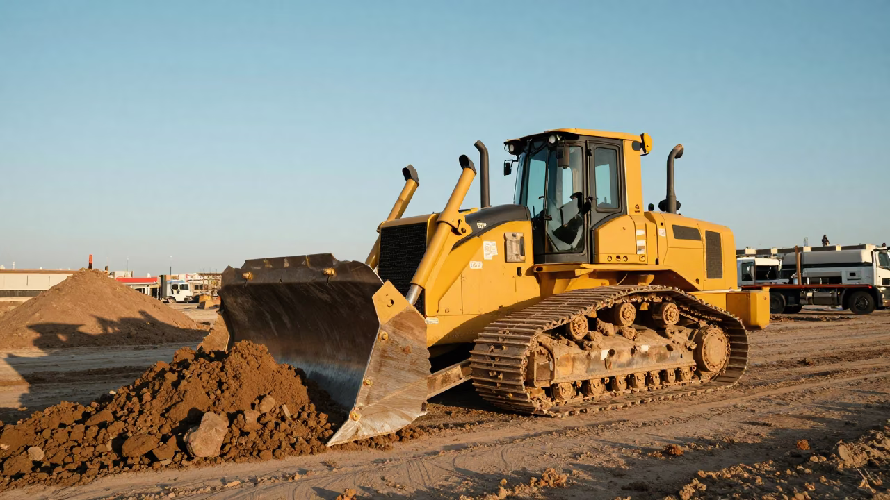 Construction Site at Clear Late-afternoon Light in Barcelona in in Barcelona, Spain
