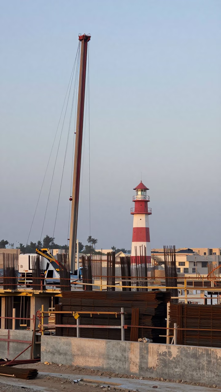 Construction Site at Nautical Dawn Light in Luxor in in Luxor, Egypt