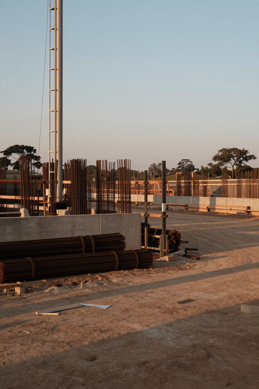 Construction Site at Sunrise Light in Johannesburg in in Johannesburg, South Africa