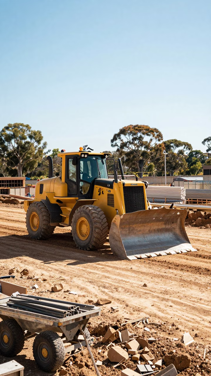 Construction Site in Adelaide at Bright Midmorning Light in in Adelaide, South Australia, Australia