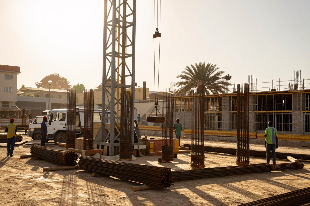 Construction Site in Dakar at The Early Afternoon Light in in Dakar, Senegal