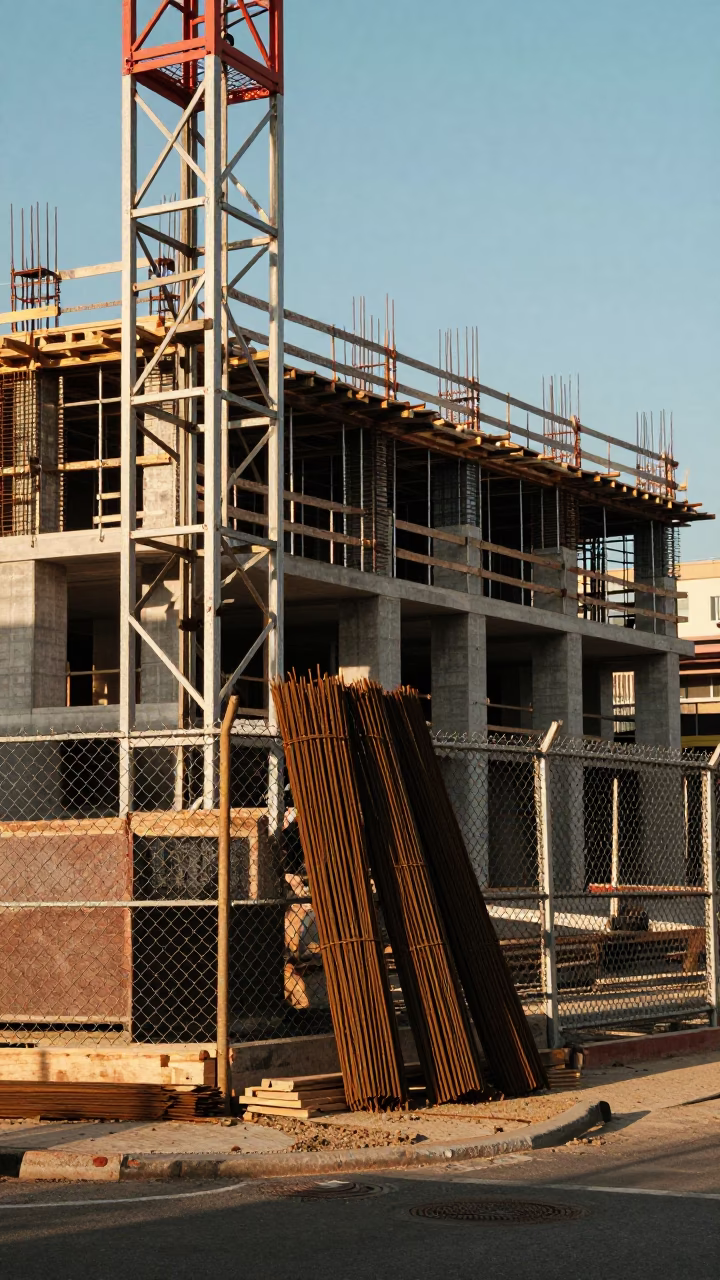 Construction Site in Durban at The Early Afternoon Light in in Durban, South Africa