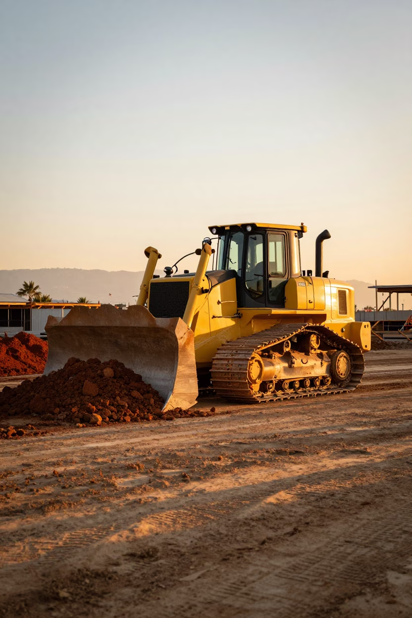 Construction Site in Los Angeles at Sunset Light in in Los Angeles, California, United States