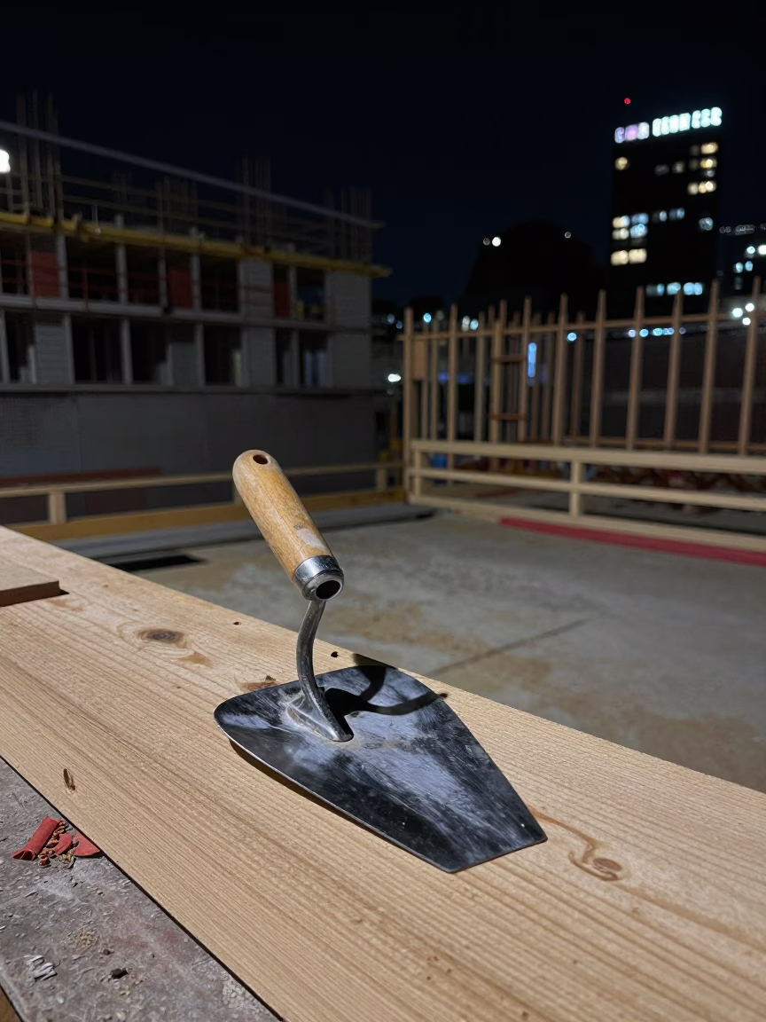 Construction Site in Melbourne at Deep In The Night Light in in Melbourne, Victoria, Australia