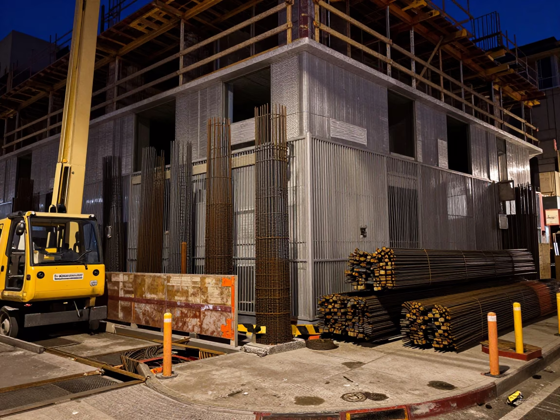 Construction Site in San Francisco at Midnight Light in in San Francisco, California, United States