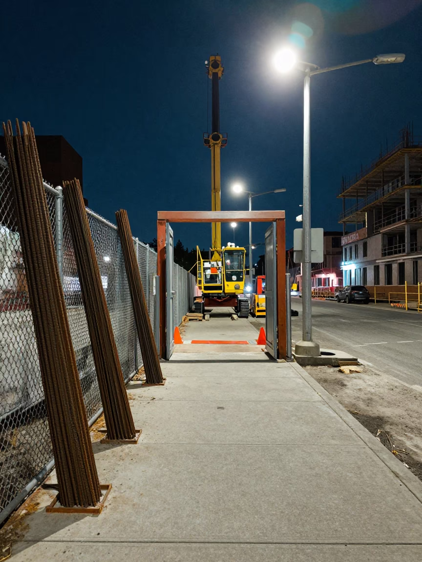 Construction Site in Toronto at Midnight Light in in Toronto, Ontario, Canada