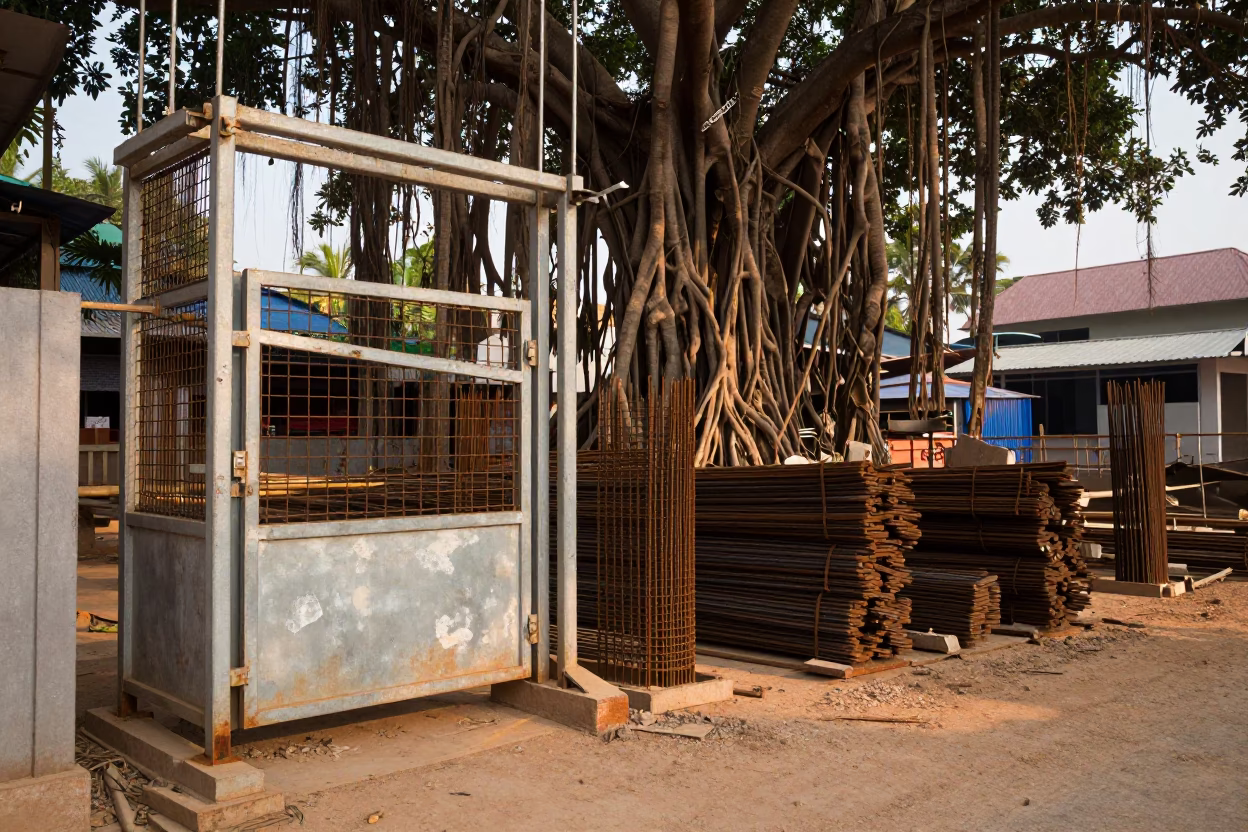 Construction Site just after sunrise in Phnom Penh in in Phnom Penh, Cambodia