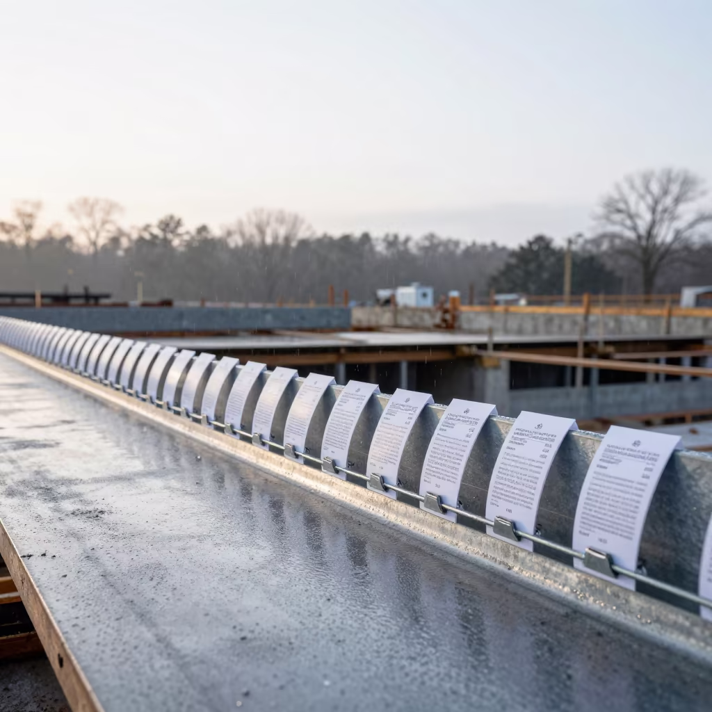 Construction Ticket Rail Morning Drizzle Georgia in on an active construction deck in Georgia