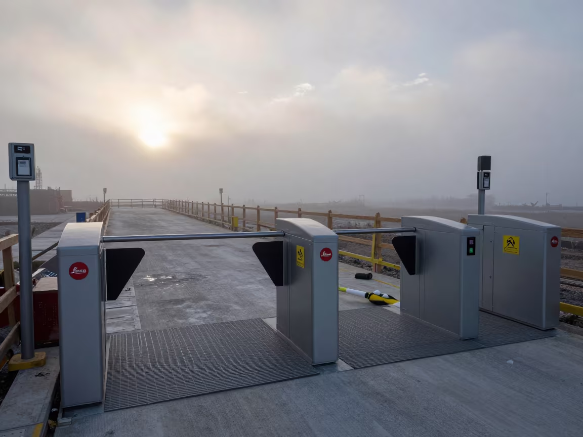 Construction Turnstile at Dawn in Greece in on an active construction deck in Greece