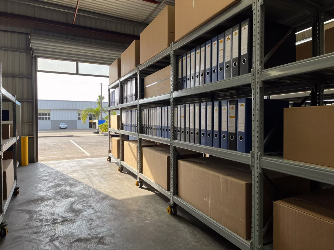 Container Demurrage Shelf Mombasa Warehouse in inside a warehouse aisle in Mombasa